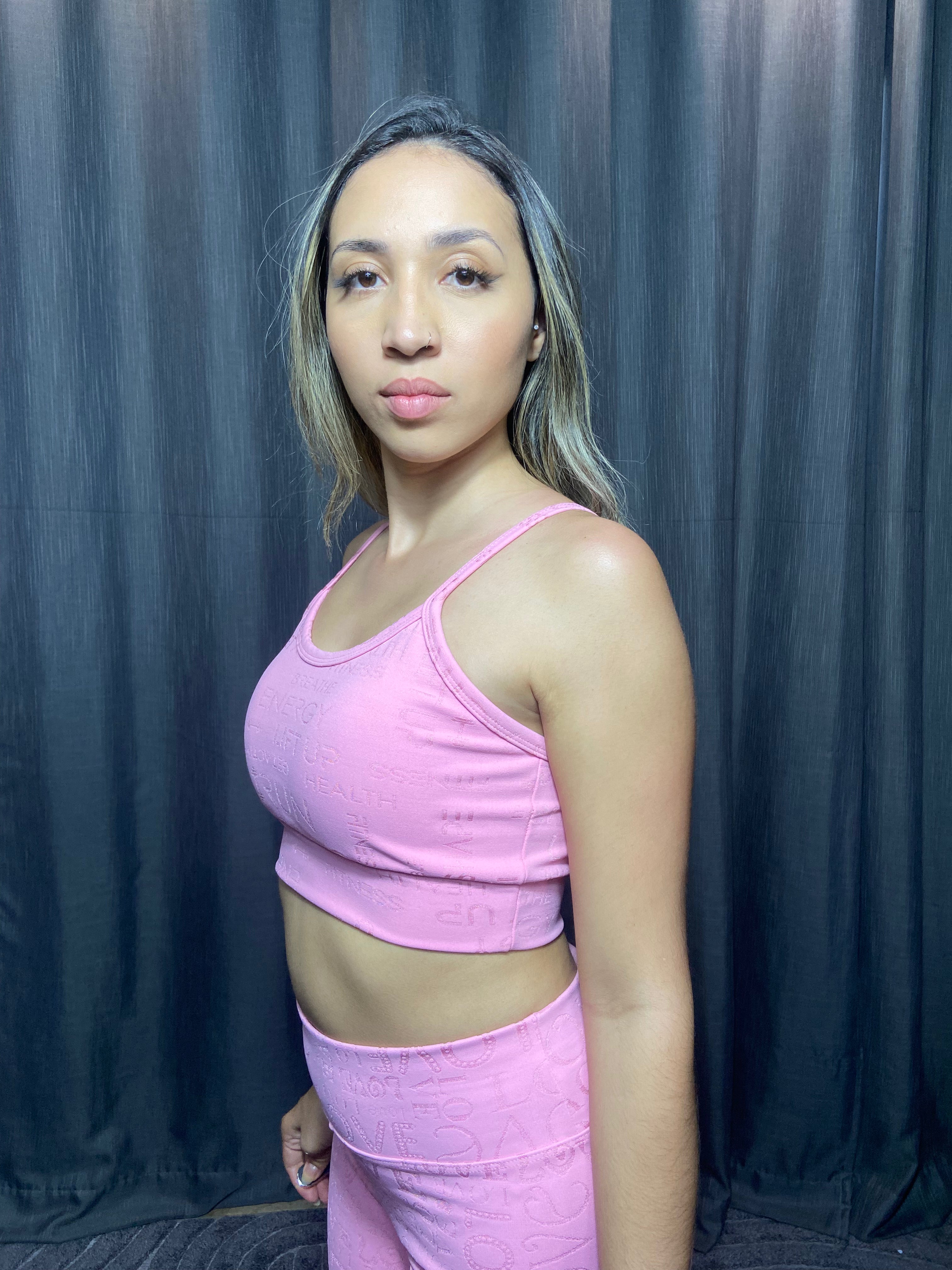 Top Fitness Glow Power Rosa Jacquard Love