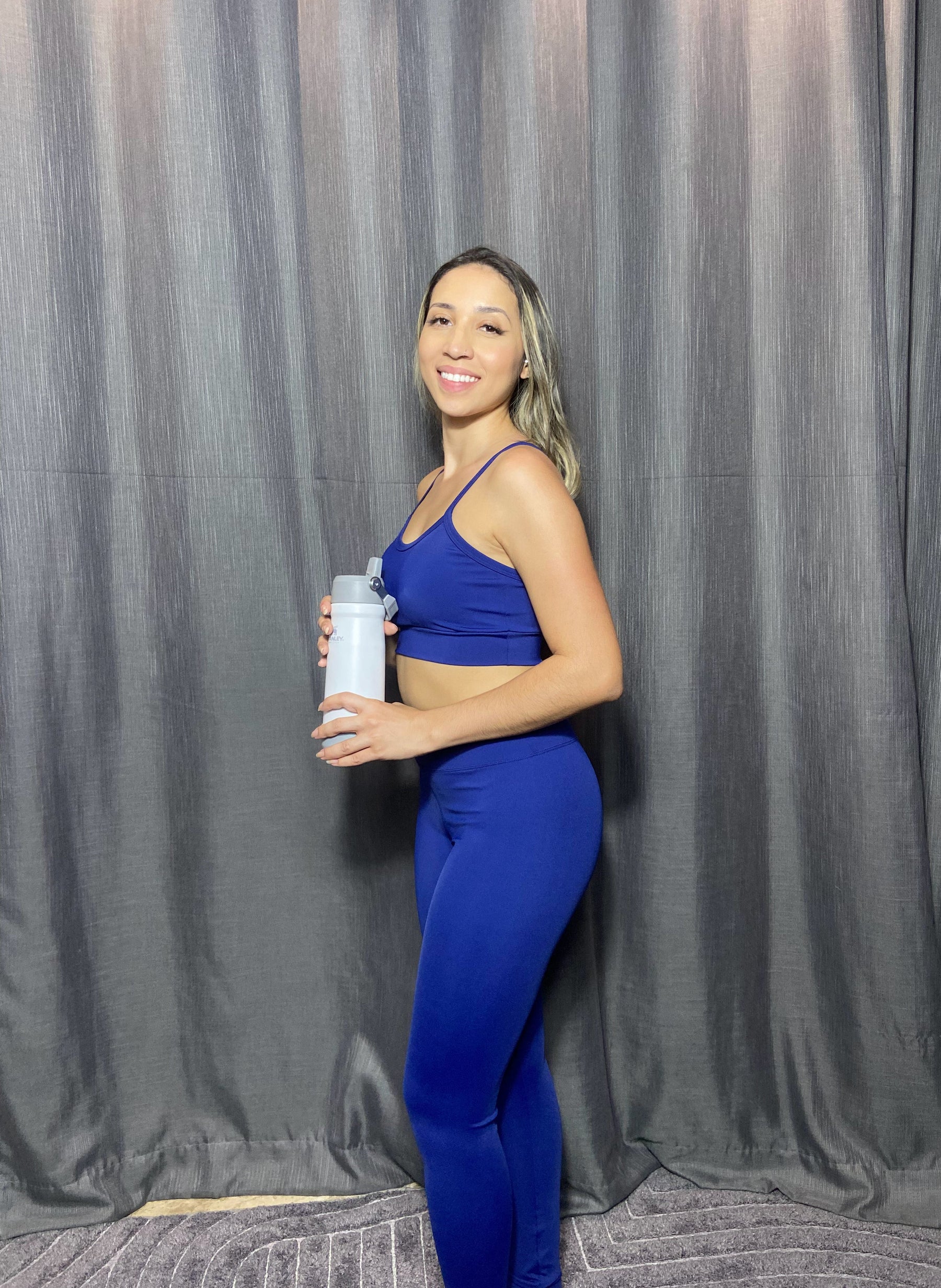 Legging Azul Escuro Glow Power Cós Alto e Zero Transparência - Fitness Feminina